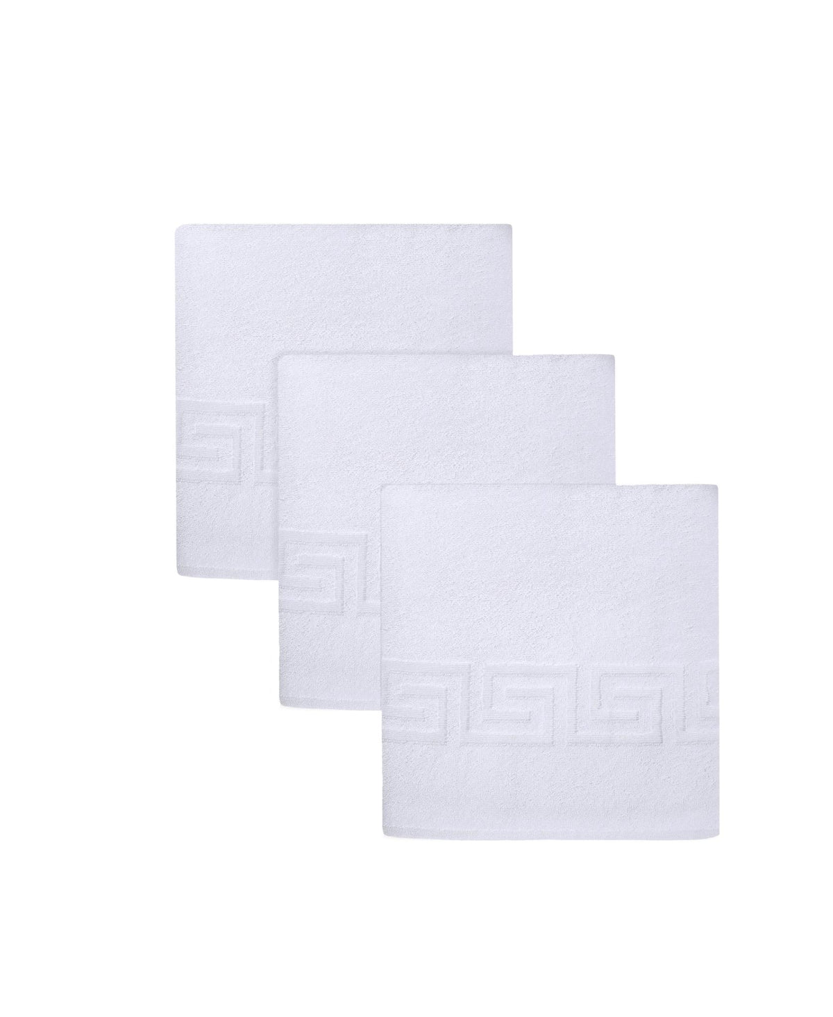 Set of Three White Greek Key Turkish Cotton 16" X 30" Hand Towels - HomeRoots - Flyclothing LLC