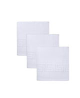Set of Three White Greek Key Turkish Cotton 16" X 30" Hand Towels - HomeRoots - Flyclothing LLC