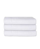 Set of Three White Greek Key Turkish Cotton 27" X 54" Bath Towels - HomeRoots - Flyclothing LLC