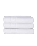 Set of Three White Greek Key Turkish Cotton 27" X 54" Bath Towels - HomeRoots - Flyclothing LLC