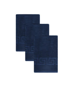 Set of Three Navy Blue Greek Key Turkish Cotton 16" X 30" Hand Towels - HomeRoots - Flyclothing LLC