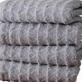 Set of Four Light Gray Geometric Turkish Cotton 16" X 30" Hand Towels - HomeRoots - Flyclothing LLC