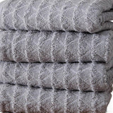Set of Four Light Gray Geometric Turkish Cotton 16" X 30" Hand Towels - HomeRoots - Flyclothing LLC