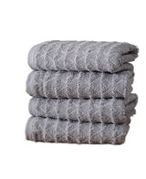 Set of Four Light Gray Geometric Turkish Cotton 16" X 30" Hand Towels - HomeRoots - Flyclothing LLC