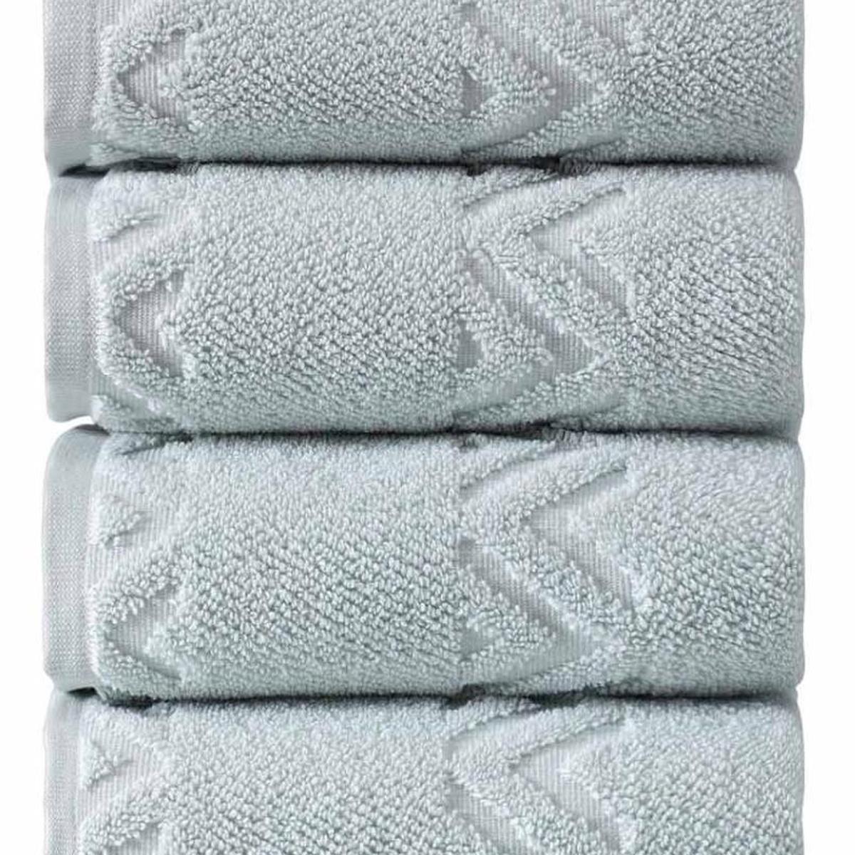 Set of Four Aqua Geometric Turkish Cotton 27" X 54" Hand Towels - HomeRoots - Flyclothing LLC