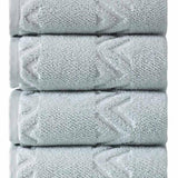 Set of Four Aqua Geometric Turkish Cotton 27" X 54" Hand Towels - HomeRoots - Flyclothing LLC