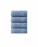 Set of Four Blue Geometric Turkish Cotton 27" X 54" Hand Towels - HomeRoots - Flyclothing LLC