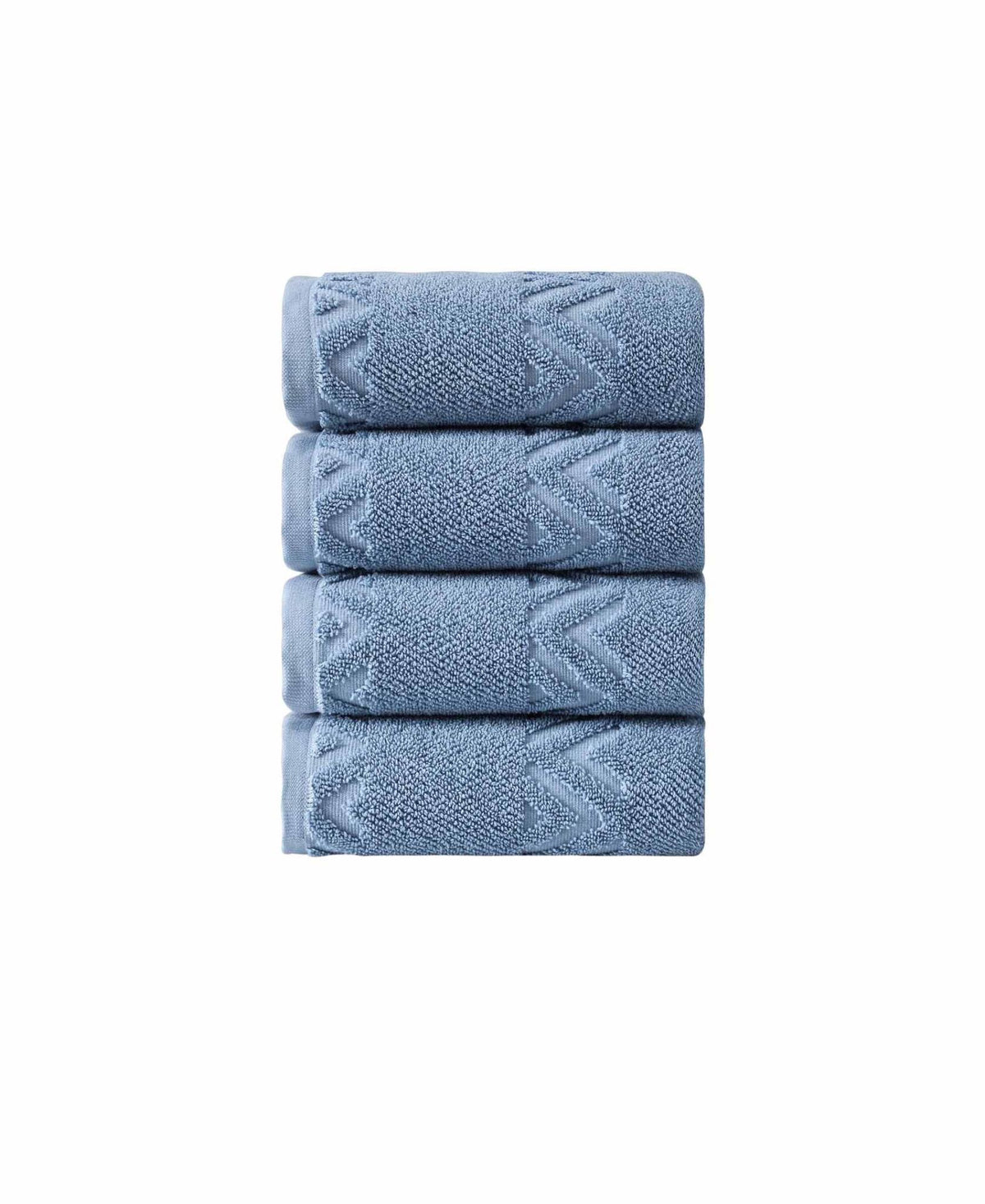 Set of Four Blue Geometric Turkish Cotton 27" X 54" Hand Towels - HomeRoots - Flyclothing LLC