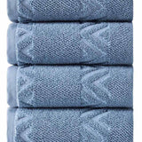 Set of Four Blue Geometric Turkish Cotton 27" X 54" Hand Towels - HomeRoots - Flyclothing LLC