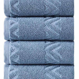 Set of Four Blue Geometric Turkish Cotton 27" X 54" Hand Towels - HomeRoots - Flyclothing LLC