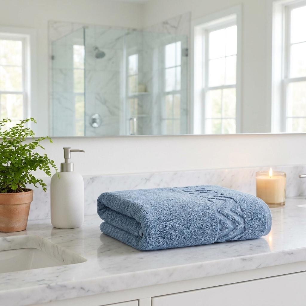 Set of Four Blue Geometric Turkish Cotton 27" X 54" Hand Towels - HomeRoots - Flyclothing LLC