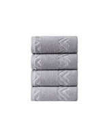 Set of Four Light Gray Geometric Turkish Cotton 27" X 54" Hand Towels - HomeRoots - Flyclothing LLC