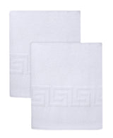 Set of Two White Greek Key Turkish Cotton 40" X 60" Bath Sheet - HomeRoots - Flyclothing LLC