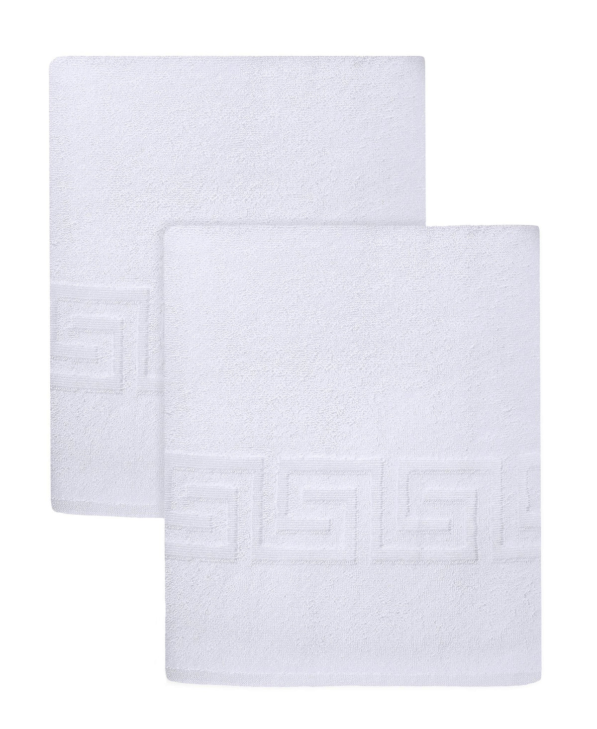 Set of Two White Greek Key Turkish Cotton 40" X 60" Bath Sheet - HomeRoots - Flyclothing LLC