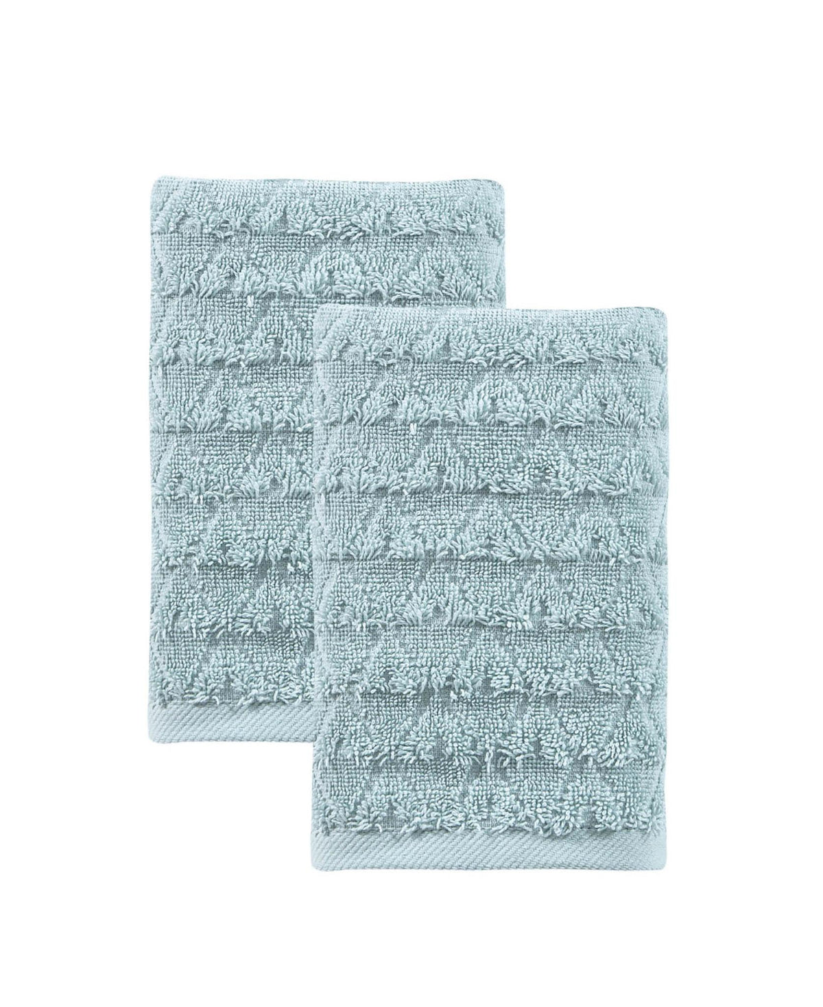 Set of Two Aqua Geometric Turkish Cotton 27" X 54" Bath Towels - HomeRoots - Flyclothing LLC