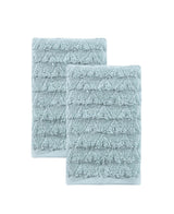 Set of Two Aqua Geometric Turkish Cotton 27" X 54" Bath Towels - HomeRoots - Flyclothing LLC