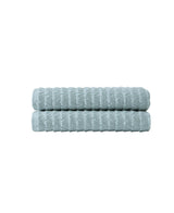 Set of Two Aqua Geometric Turkish Cotton 27" X 54" Bath Towels - HomeRoots - Flyclothing LLC