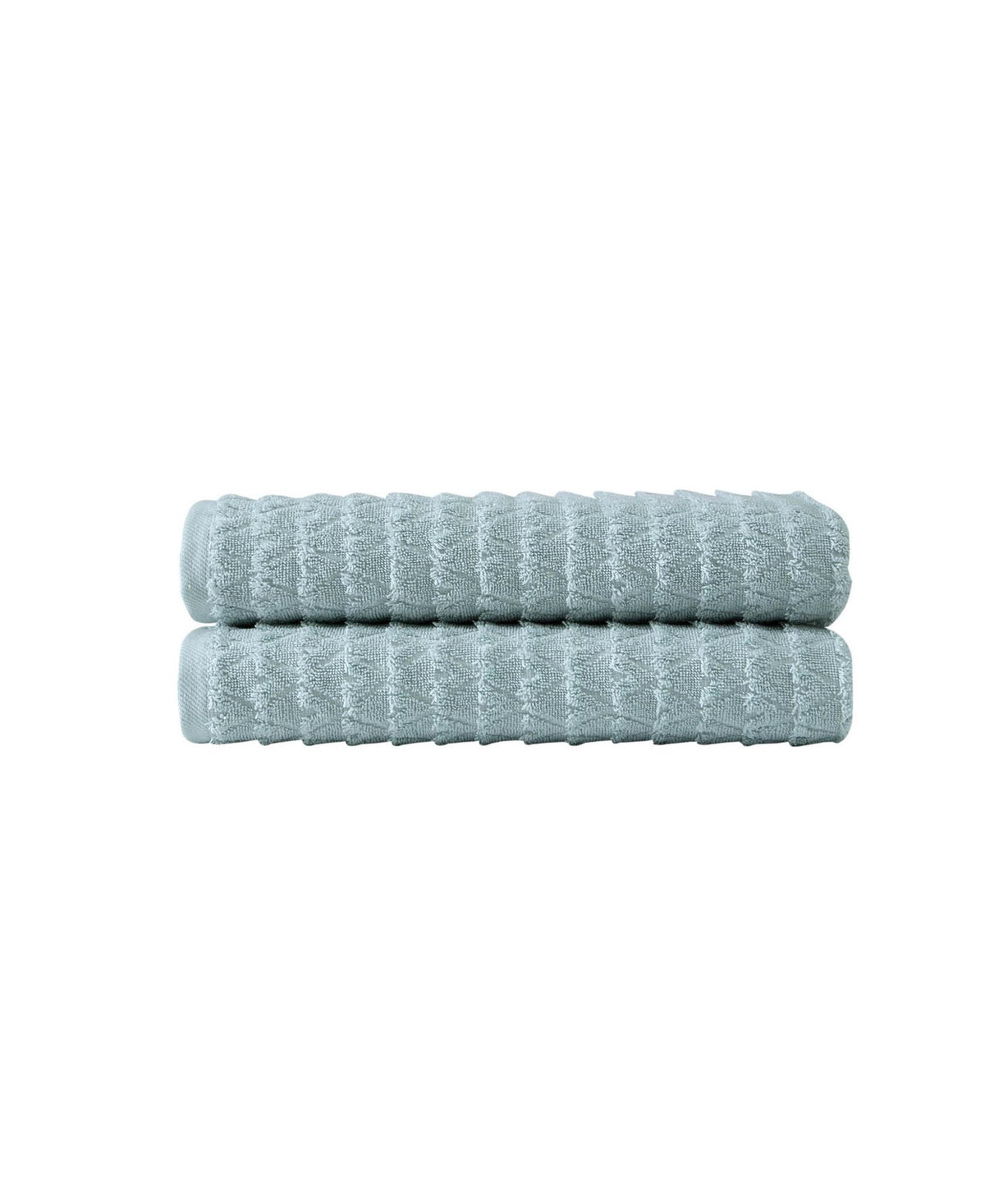 Set of Two Aqua Geometric Turkish Cotton 27" X 54" Bath Towels - HomeRoots - Flyclothing LLC