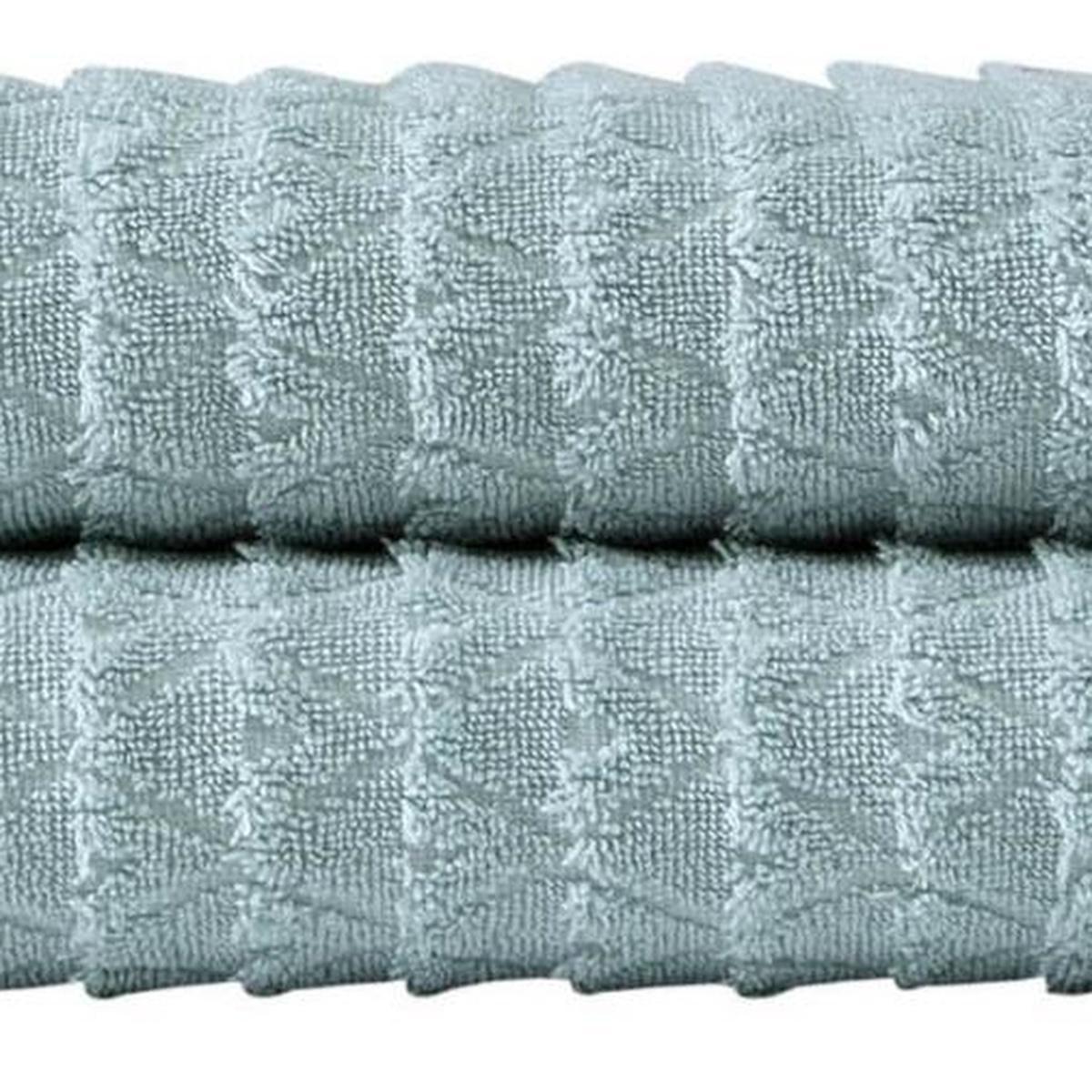 Set of Two Aqua Geometric Turkish Cotton 27" X 54" Bath Towels - HomeRoots - Flyclothing LLC