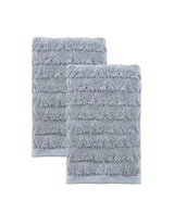 Set of Two Light Gray Geometric Turkish Cotton 27" X 54" Bath Towels - HomeRoots - Flyclothing LLC