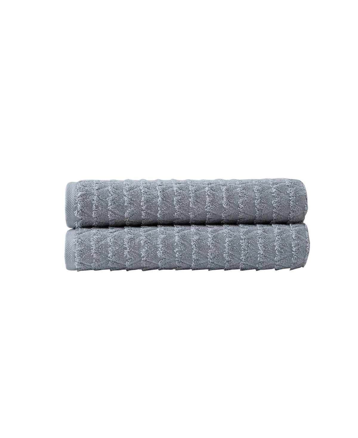 Set of Two Light Gray Geometric Turkish Cotton 27" X 54" Bath Towels - HomeRoots - Flyclothing LLC