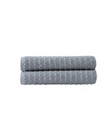 Set of Two Light Gray Geometric Turkish Cotton 27" X 54" Bath Towels - HomeRoots - Flyclothing LLC