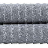Set of Two Light Gray Geometric Turkish Cotton 27" X 54" Bath Towels - HomeRoots - Flyclothing LLC