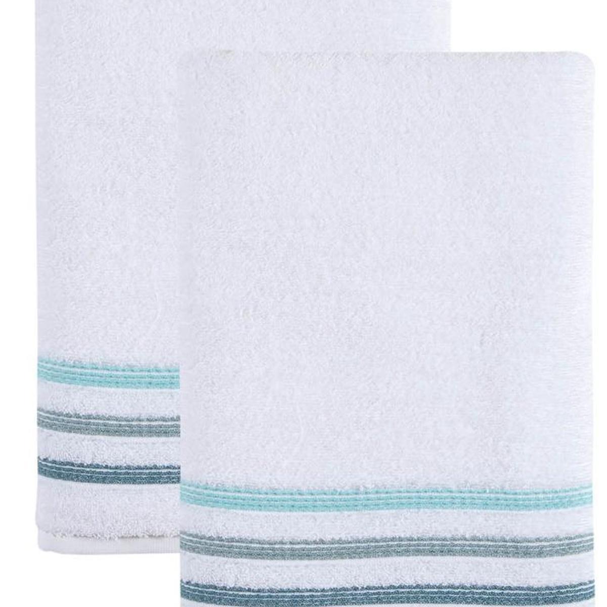 Set of Two White Turkish Cotton 27" X 54" Bath Towels - HomeRoots - Flyclothing LLC
