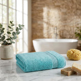 Set of Two Aqua Turkish Cotton 27" X 54" Bath Towels - HomeRoots - Flyclothing LLC