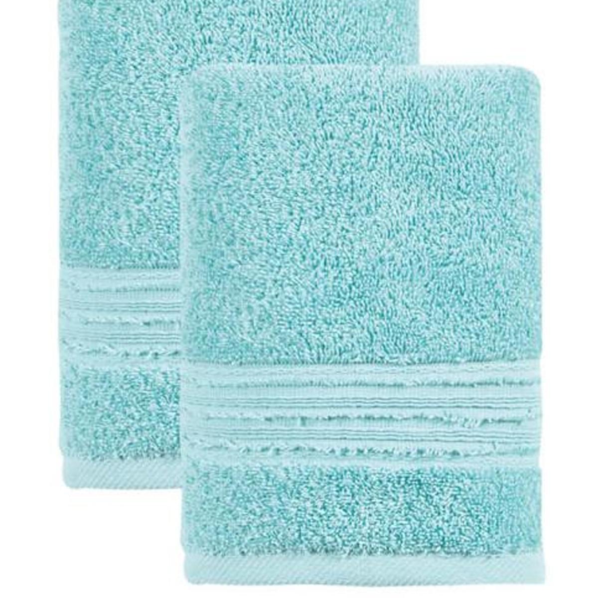 Set of Two Aqua Turkish Cotton 16" X 30" Hand Towels - HomeRoots - Flyclothing LLC