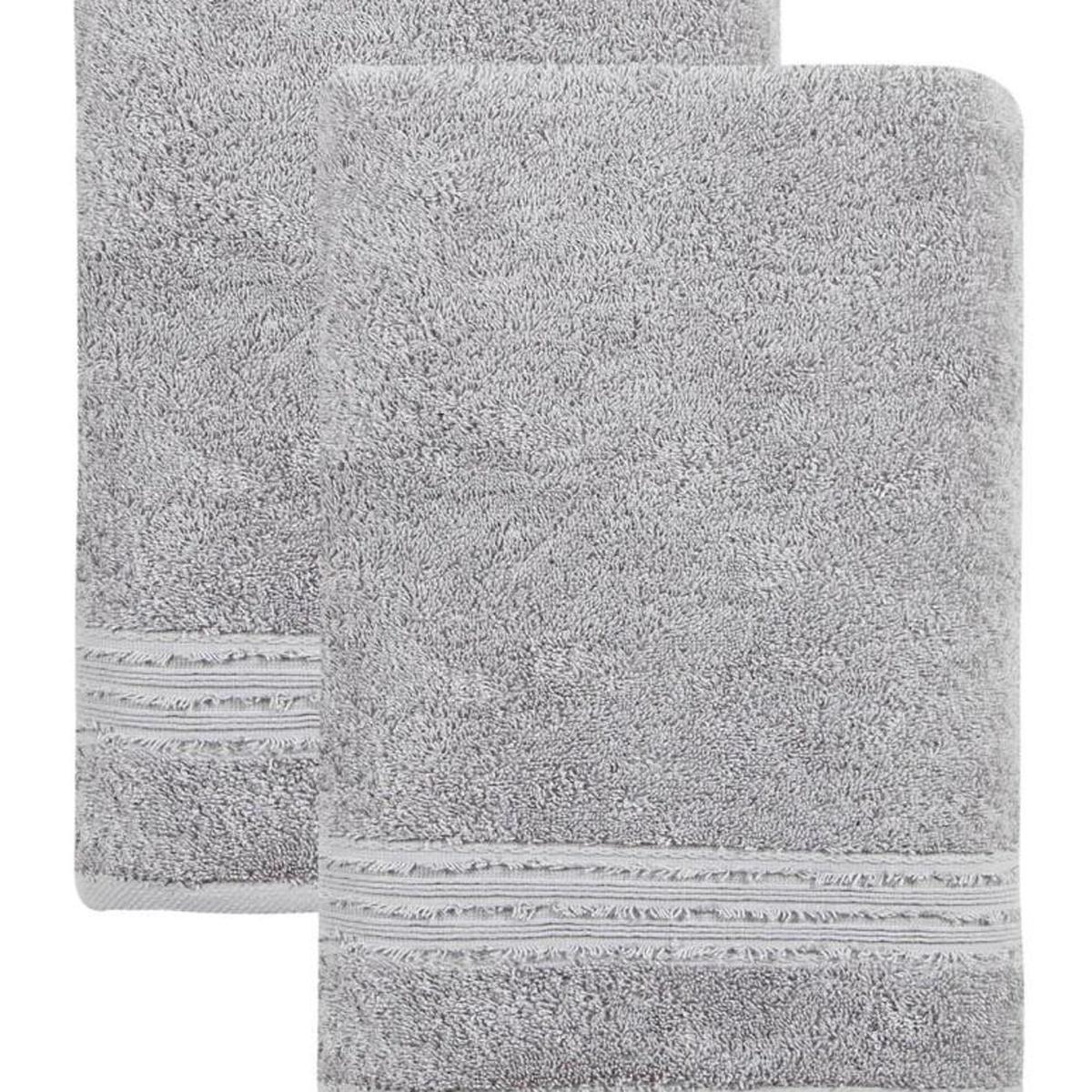 Set of Two Light Gray Turkish Cotton 27" X 54" Bath Towels - HomeRoots - Flyclothing LLC