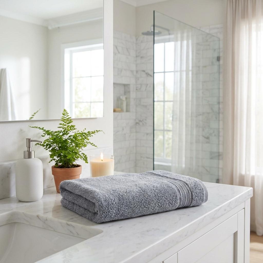 Set of Two Light Gray Turkish Cotton 27" X 54" Bath Towels - HomeRoots - Flyclothing LLC
