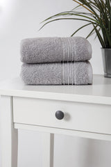 Set of Two Light Gray Turkish Cotton 16" X 30" Hand Towels - HomeRoots - Flyclothing LLC