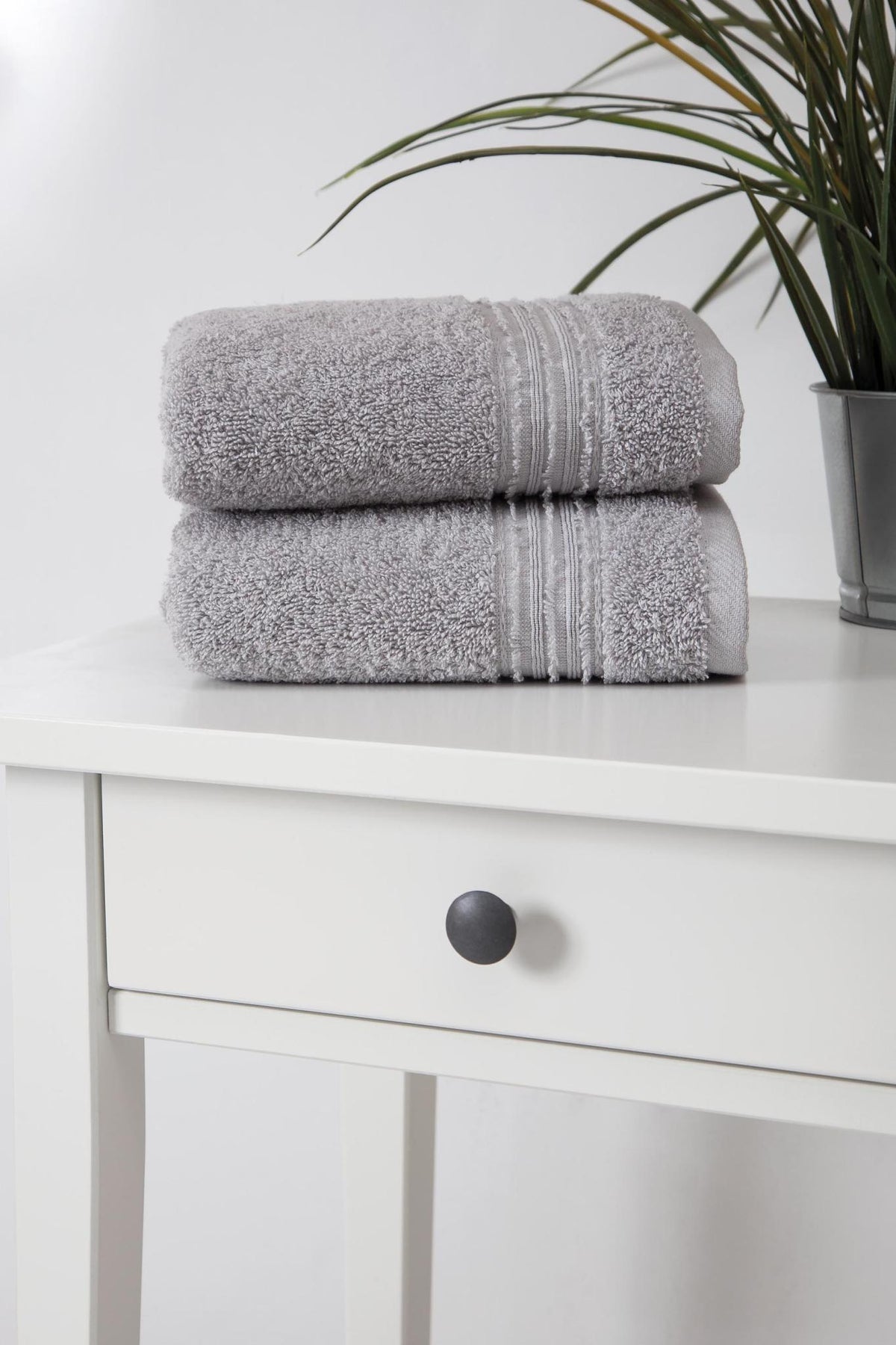Set of Two Light Gray Turkish Cotton 16" X 30" Hand Towels - HomeRoots - Flyclothing LLC