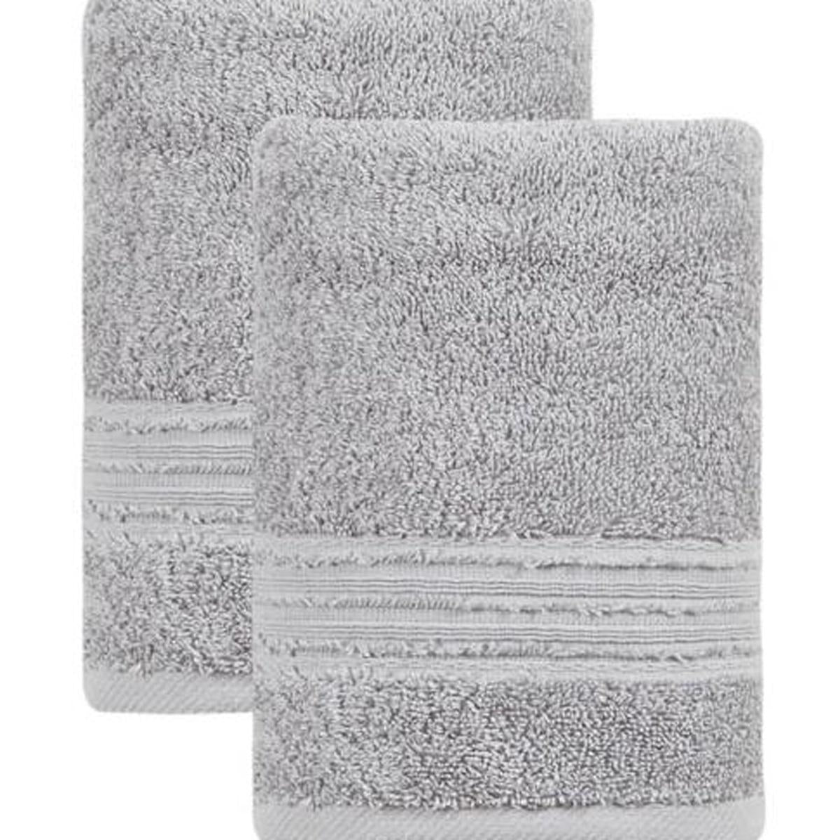 Set of Two Light Gray Turkish Cotton 16" X 30" Hand Towels - HomeRoots - Flyclothing LLC