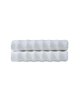 Set of Two White Geometric Turkish Cotton 27" X 54" Bath Towels - HomeRoots - Flyclothing LLC