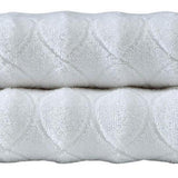 Set of Two White Geometric Turkish Cotton 27" X 54" Bath Towels - HomeRoots - Flyclothing LLC