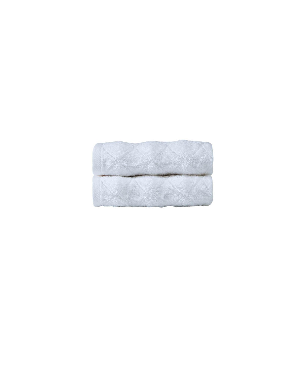 Set of Two White Geometric Turkish Cotton 16" X 30" Hand Towels - HomeRoots - Flyclothing LLC