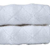 Set of Two White Geometric Turkish Cotton 16" X 30" Hand Towels - HomeRoots - Flyclothing LLC