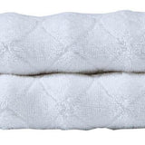 Set of Two White Geometric Turkish Cotton 16" X 30" Hand Towels - HomeRoots - Flyclothing LLC