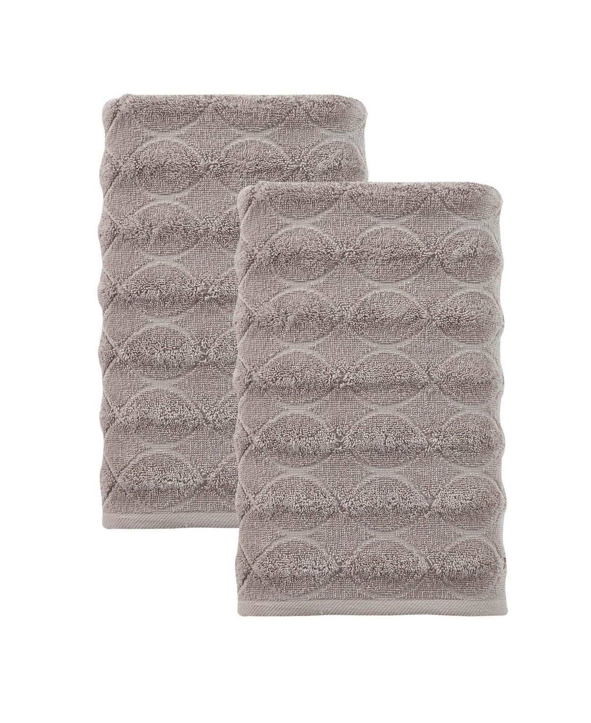 Set of Two Light Brown Geometric Turkish Cotton 27" X 54" Bath Towels - HomeRoots - Flyclothing LLC