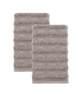 Set of Two Light Brown Geometric Turkish Cotton 27" X 54" Bath Towels - HomeRoots - Flyclothing LLC