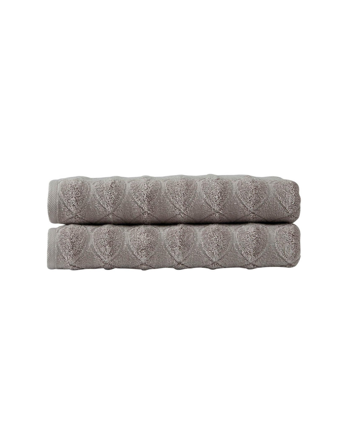 Set of Two Light Brown Geometric Turkish Cotton 27" X 54" Bath Towels - HomeRoots - Flyclothing LLC