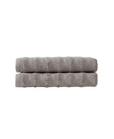 Set of Two Light Brown Geometric Turkish Cotton 27" X 54" Bath Towels - HomeRoots - Flyclothing LLC