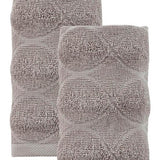 Set of Two Light Brown Geometric Turkish Cotton 16" X 30" Hand Towels - HomeRoots - Flyclothing LLC