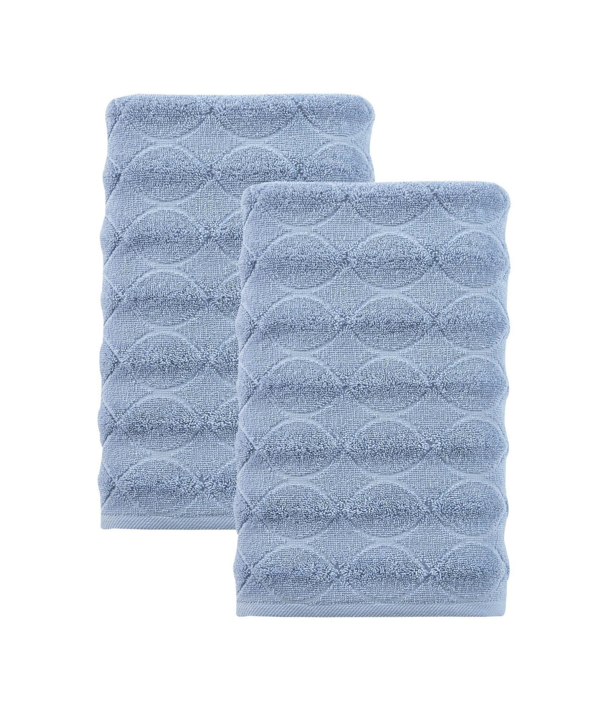 Set of Two Navy Blue Geometric Turkish Cotton 27" X 54" Bath Towels - HomeRoots - Flyclothing LLC
