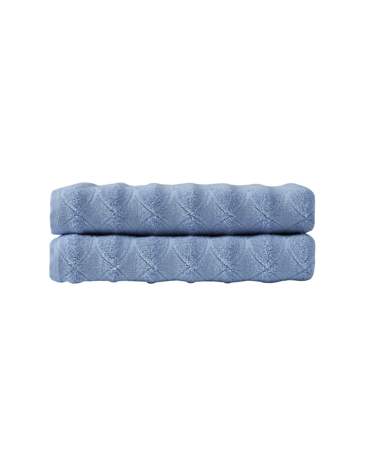 Set of Two Navy Blue Geometric Turkish Cotton 27" X 54" Bath Towels - HomeRoots - Flyclothing LLC