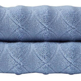 Set of Two Navy Blue Geometric Turkish Cotton 27" X 54" Bath Towels - HomeRoots - Flyclothing LLC