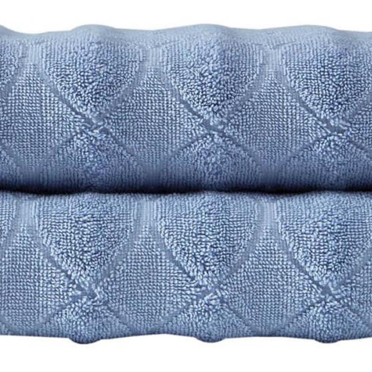 Set of Two Navy Blue Geometric Turkish Cotton 27" X 54" Bath Towels - HomeRoots - Flyclothing LLC
