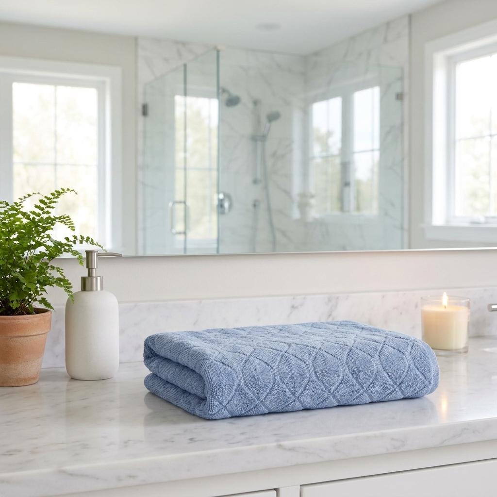 Set of Two Navy Blue Geometric Turkish Cotton 27" X 54" Bath Towels - HomeRoots - Flyclothing LLC